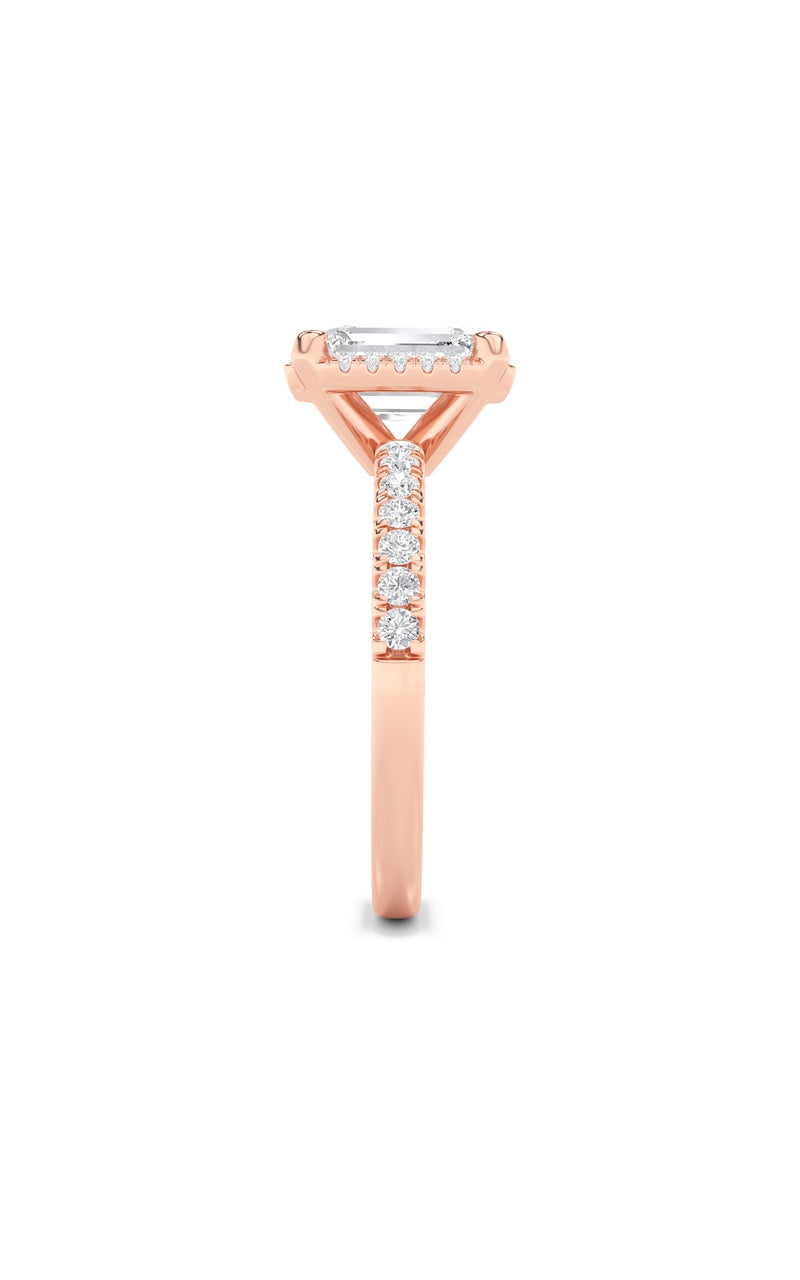 2CTW Radiant Shaped Lab Grown Diamond (F/VS) Halo Accented Engagement Ring in 14K Gold