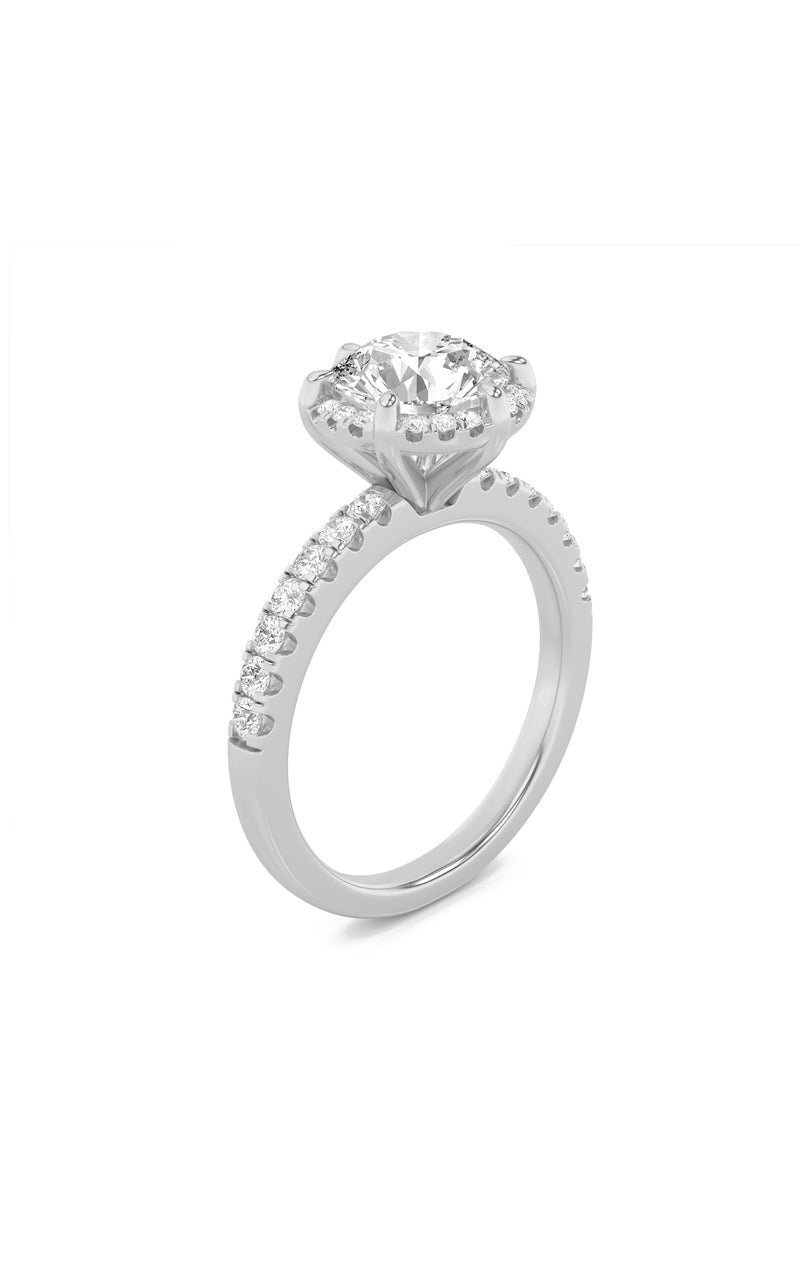 2CTW Round Shaped Lab Grown Diamond (F/VS) Halo Accented Engagement Ring in 14K Gold
