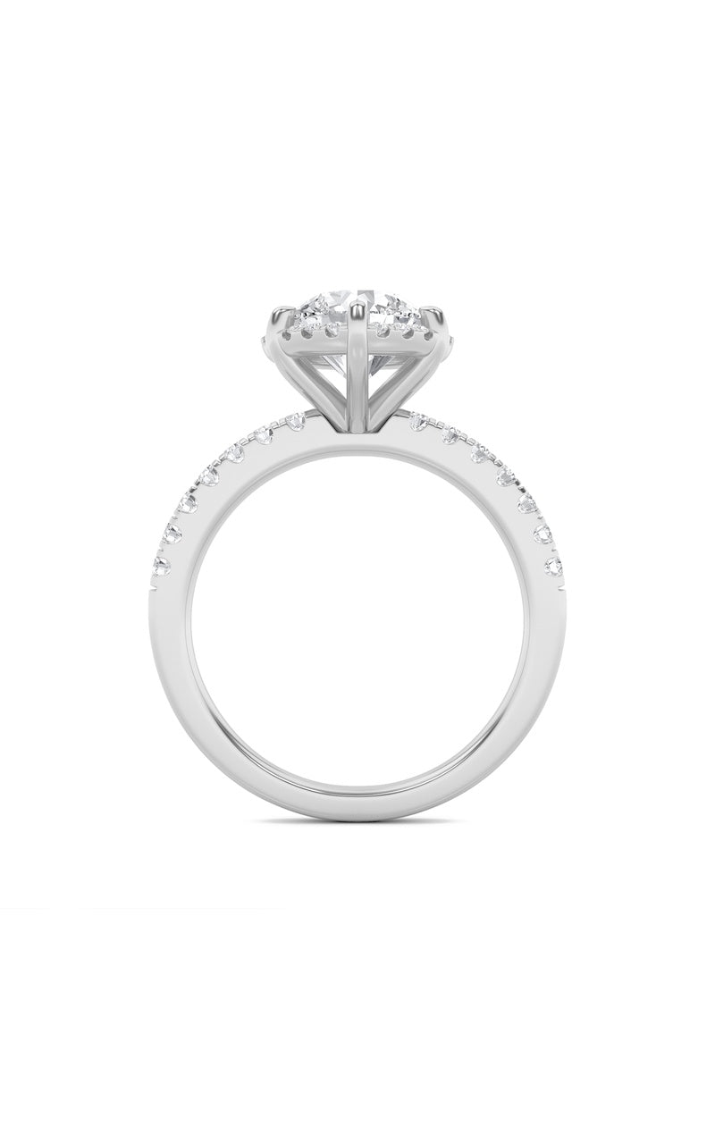 2CTW Round Shaped Lab Grown Diamond (F/VS) Halo Accented Engagement Ring in 14K Gold