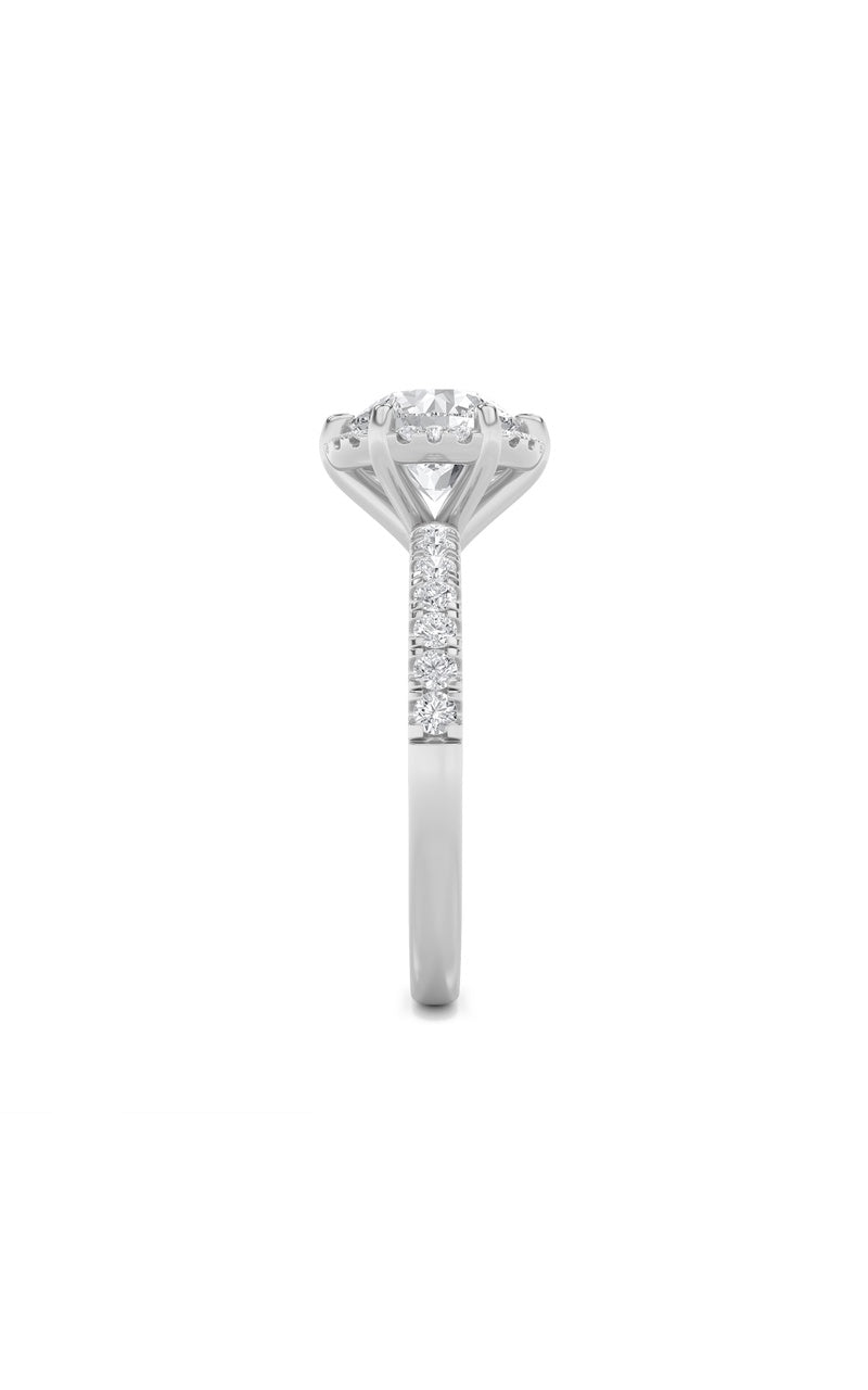 2Cttw Round Shaped Lab Grown Diamond (F/VS) Halo Accented Engagement Ring in 14K Gold