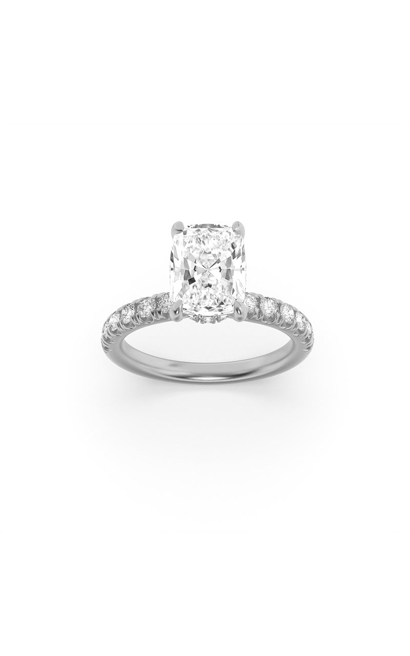 2Cttw Elongated Cushion Shaped Lab Grown Diamond (F/VS) Hidden Halo Accented Ring in 14K Gold