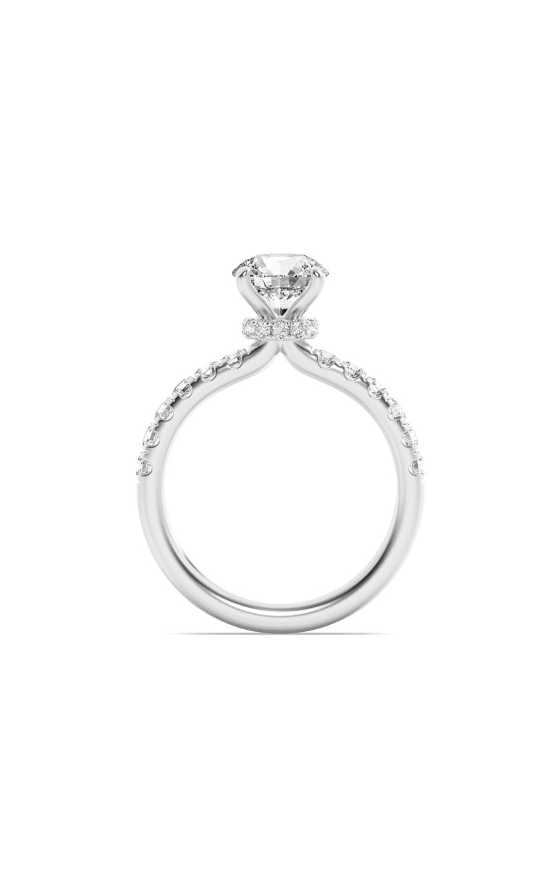 1.5CTW Round Shaped Lab Grown Diamond (F/VS) Hidden Halo Accented Ring in 14K Gold