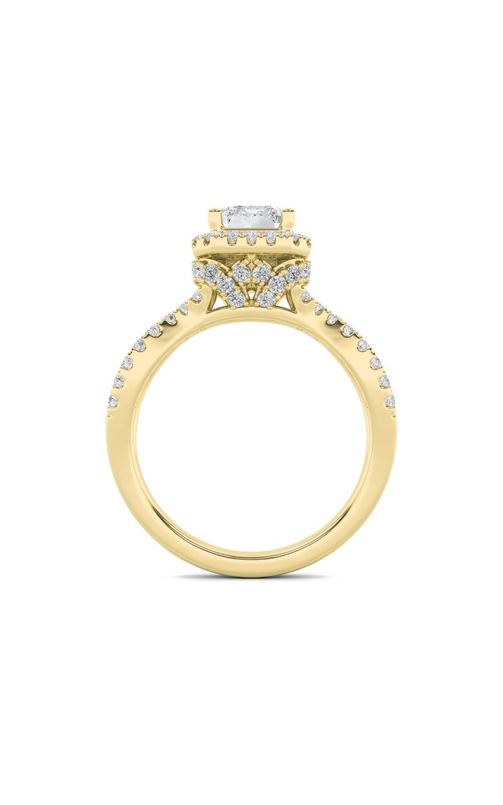 2Cttw Radiant Shaped Lab Grown Diamond (F/VS)  Ring in 14K Gold
