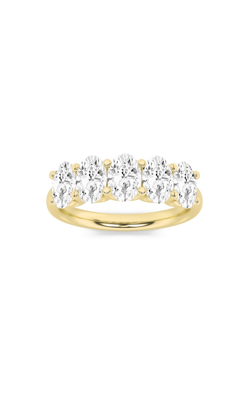 2Cttw Oval Shaped Lab Grown Diamond (F/VS) Five Stone Band Ring in 14K Gold