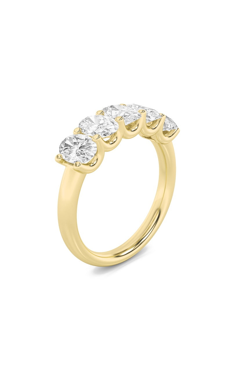 2Cttw Oval Shaped Lab Grown Diamond (F/VS) Five Stone Band Ring in 14K Gold