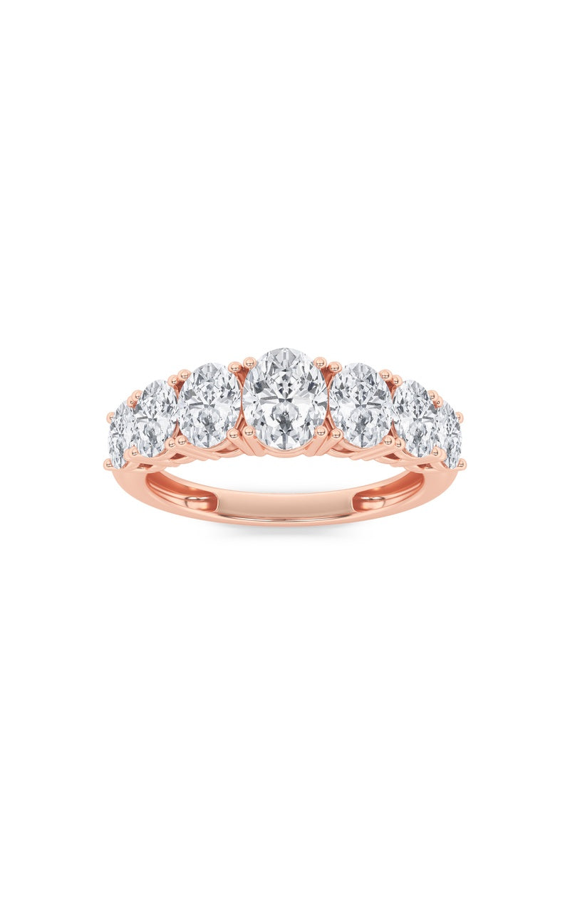 2Cttw Oval Shaped Lab Grown Diamond (F/VS) Seven Stone Band Ring in 14K Gold