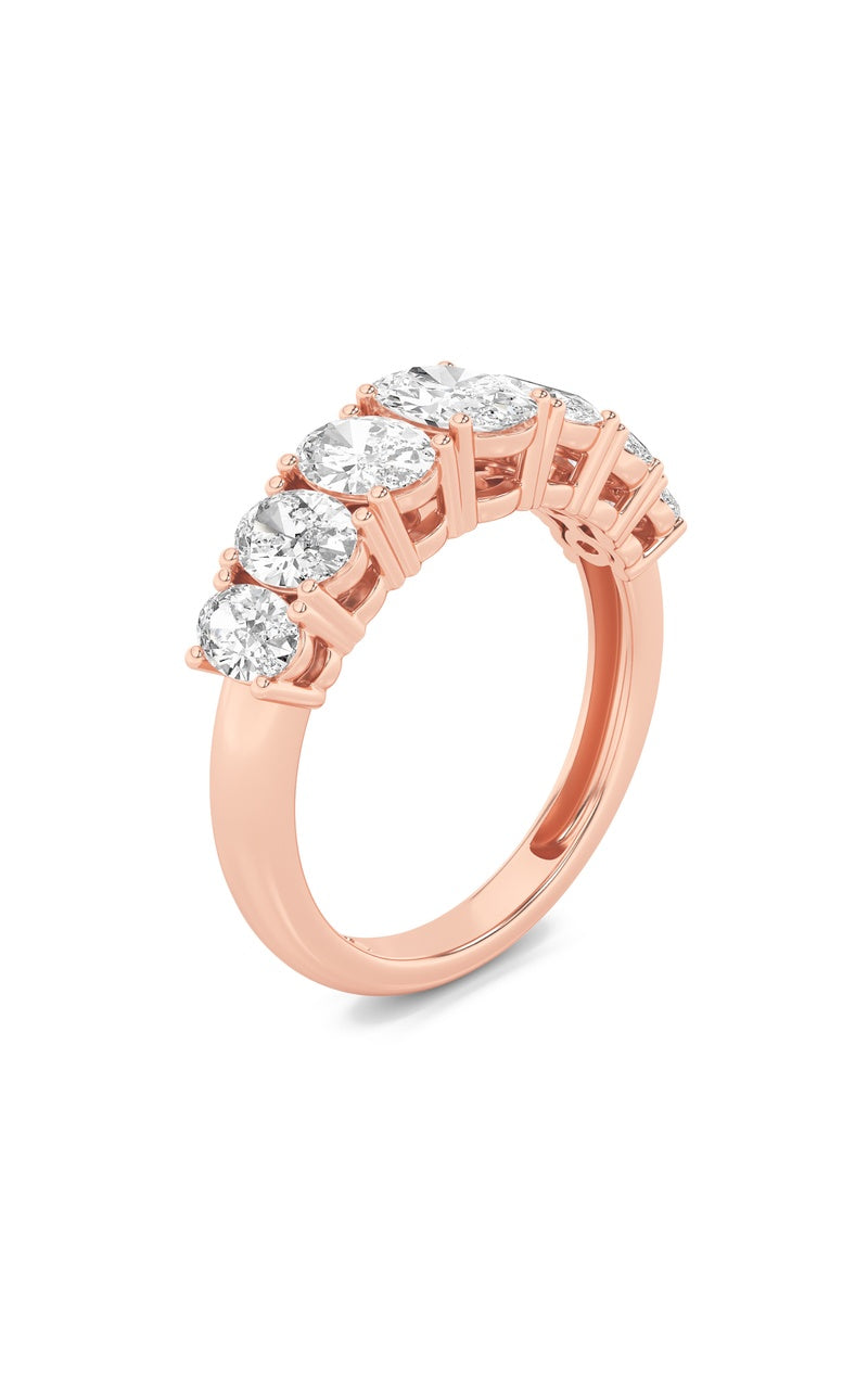 2Cttw Oval Shaped Lab Grown Diamond (F/VS) Seven Stone Band Ring in 14K Gold