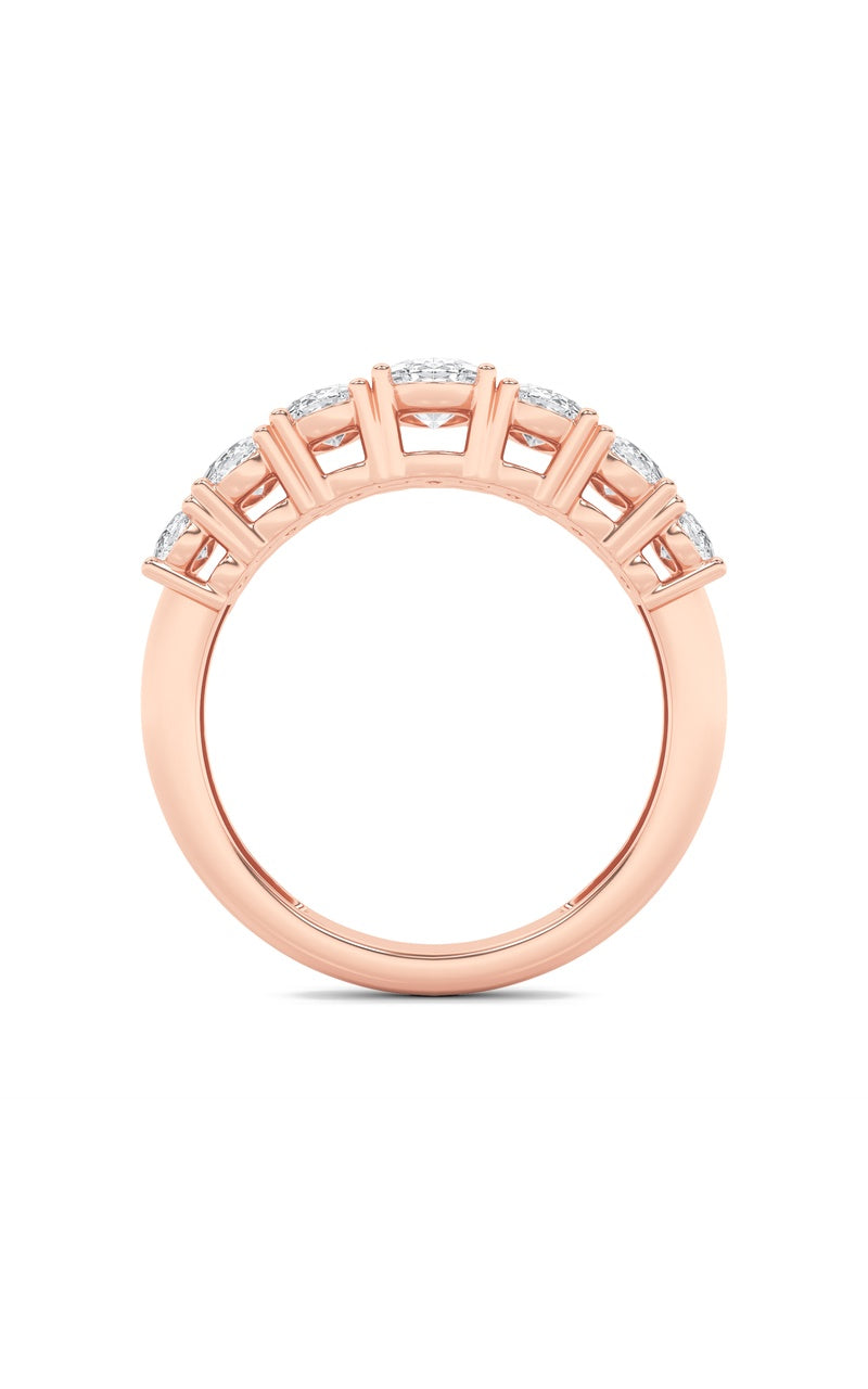 2Cttw Oval Shaped Lab Grown Diamond (F/VS) Seven Stone Band Ring in 14K Gold