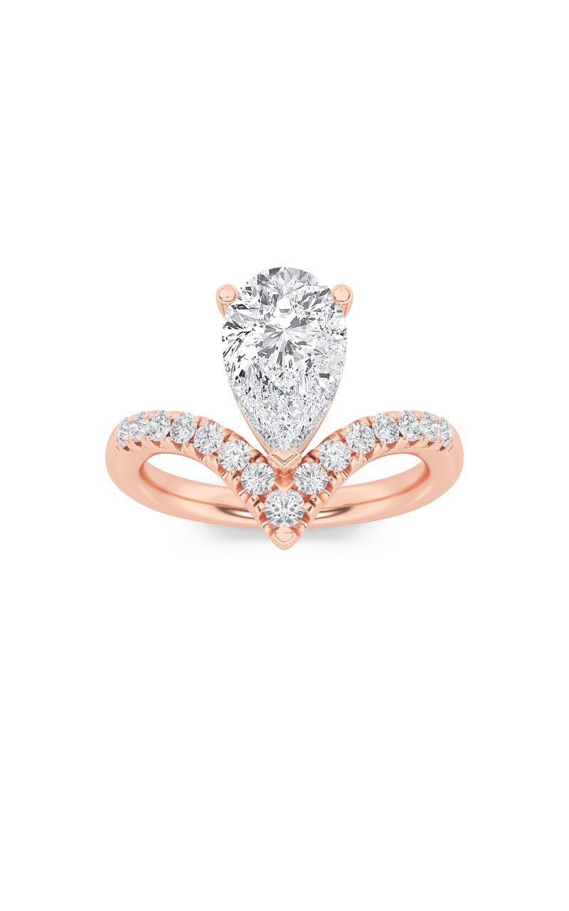 2Cttw Pear Shaped Lab Grown Diamond (F/VS) Accented Solitaire Fancy Engagement Ring in 14K Gold