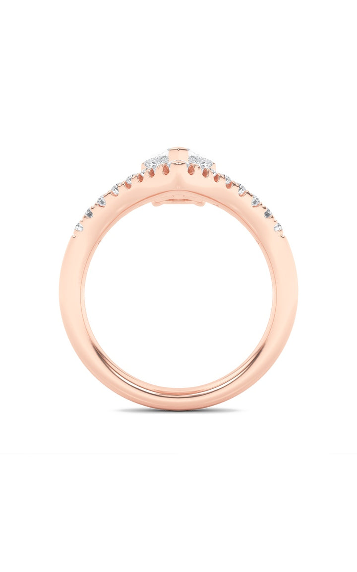 2Cttw Pear Shaped Lab Grown Diamond (F/VS) Accented Solitaire Fancy Engagement Ring in 14K Gold