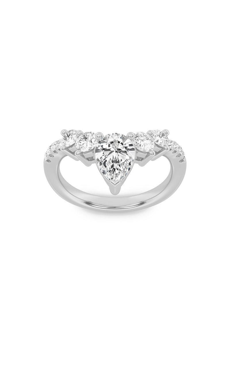 1.5CTW Pear Shaped Lab Grown Diamond (F/VS) Fancy Contour Ring in 14K Gold