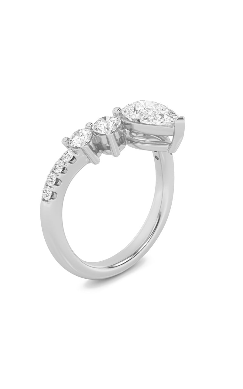 1.5CTW Pear Shaped Lab Grown Diamond (F/VS) Fancy Contour Ring in 14K Gold