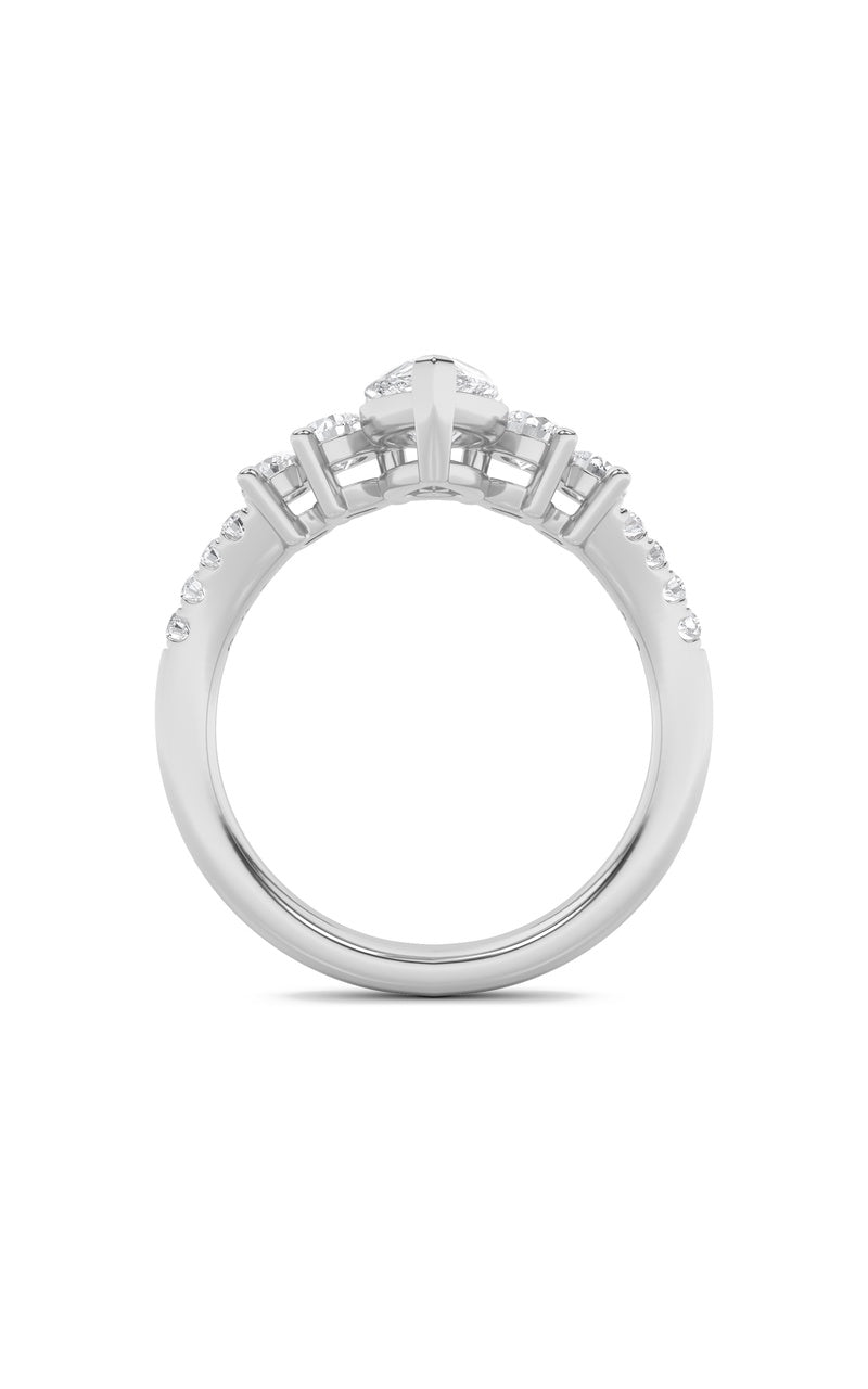 1.5Cttw Pear Shaped Lab Grown Diamond (F/VS) FancyContour Ring in 14K Gold