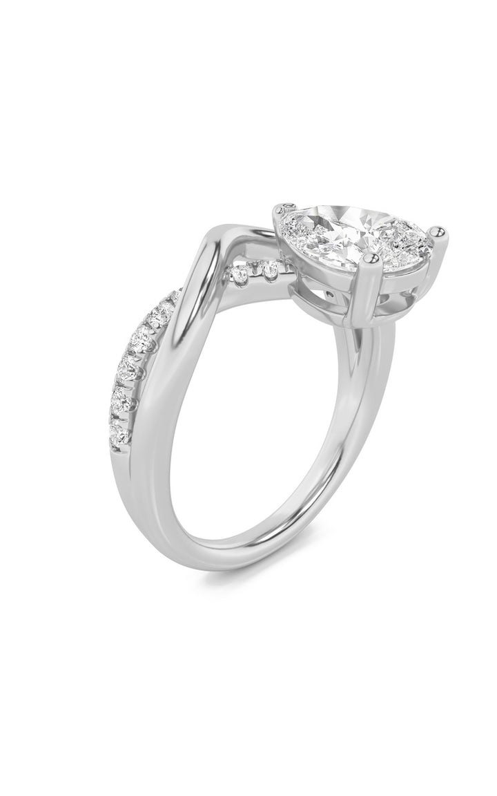 1.5CTW Pear Shaped Lab Grown Diamond (F/VS) Fashion Solitaire Engagement Ring in 14K Gold