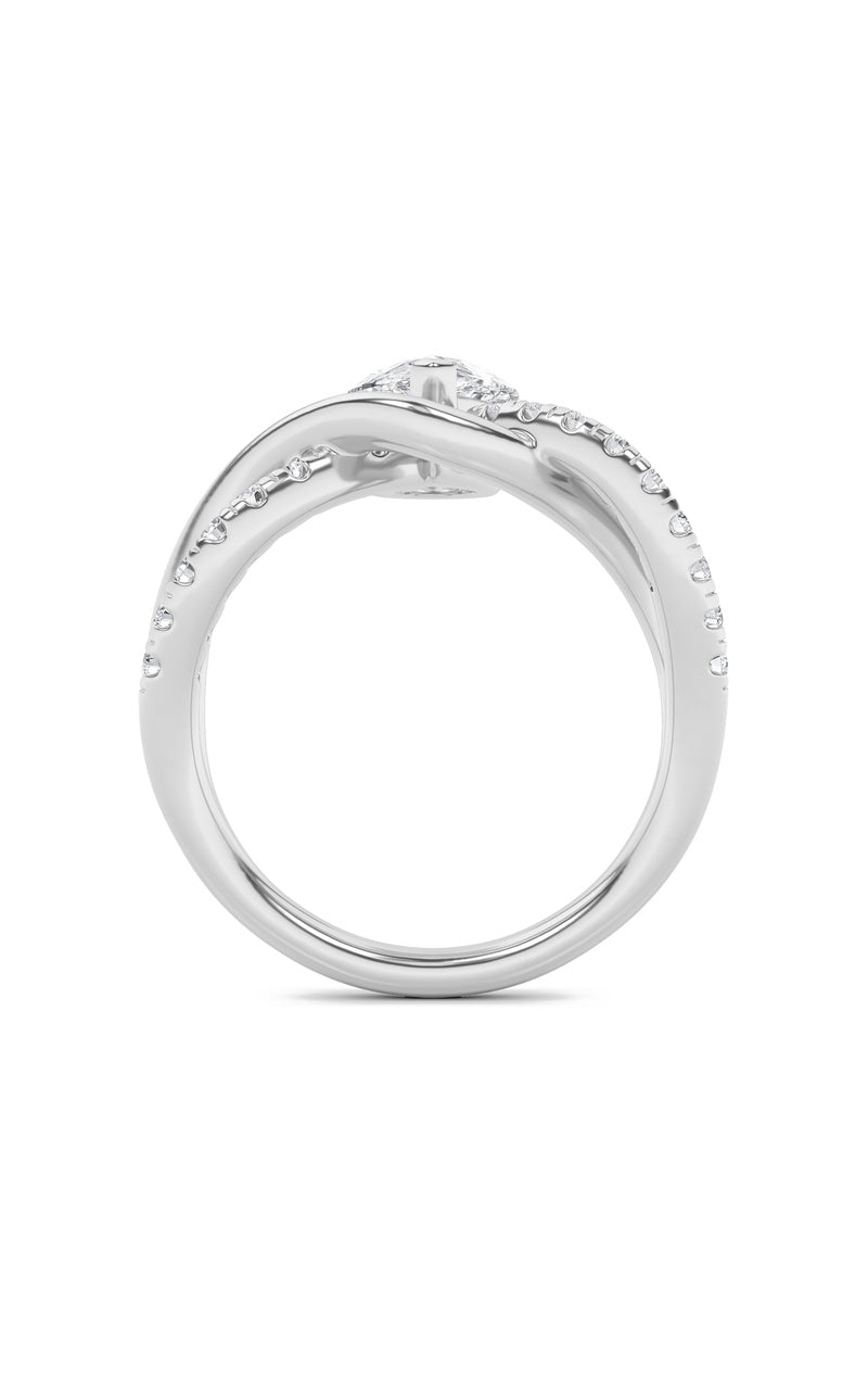 1.5Cttw Pear Shaped Lab Grown Diamond (F/VS) Fashion Solitaire Engagement Ring in 14K Gold
