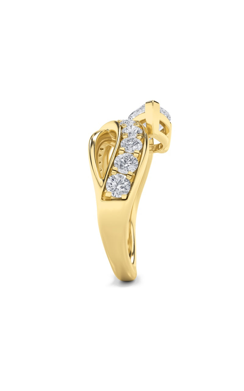 2Cttw Pear Shaped Lab Grown Diamond (F/VS) FashionAccentedEngagement Ring in 14K Gold