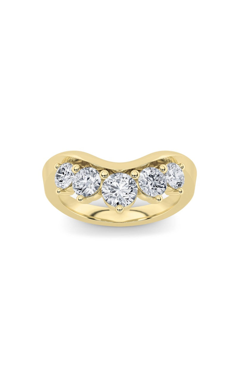 1Cttw Round Shaped Lab Grown Diamond (F/VS) FancyContour Ring in 14K Gold
