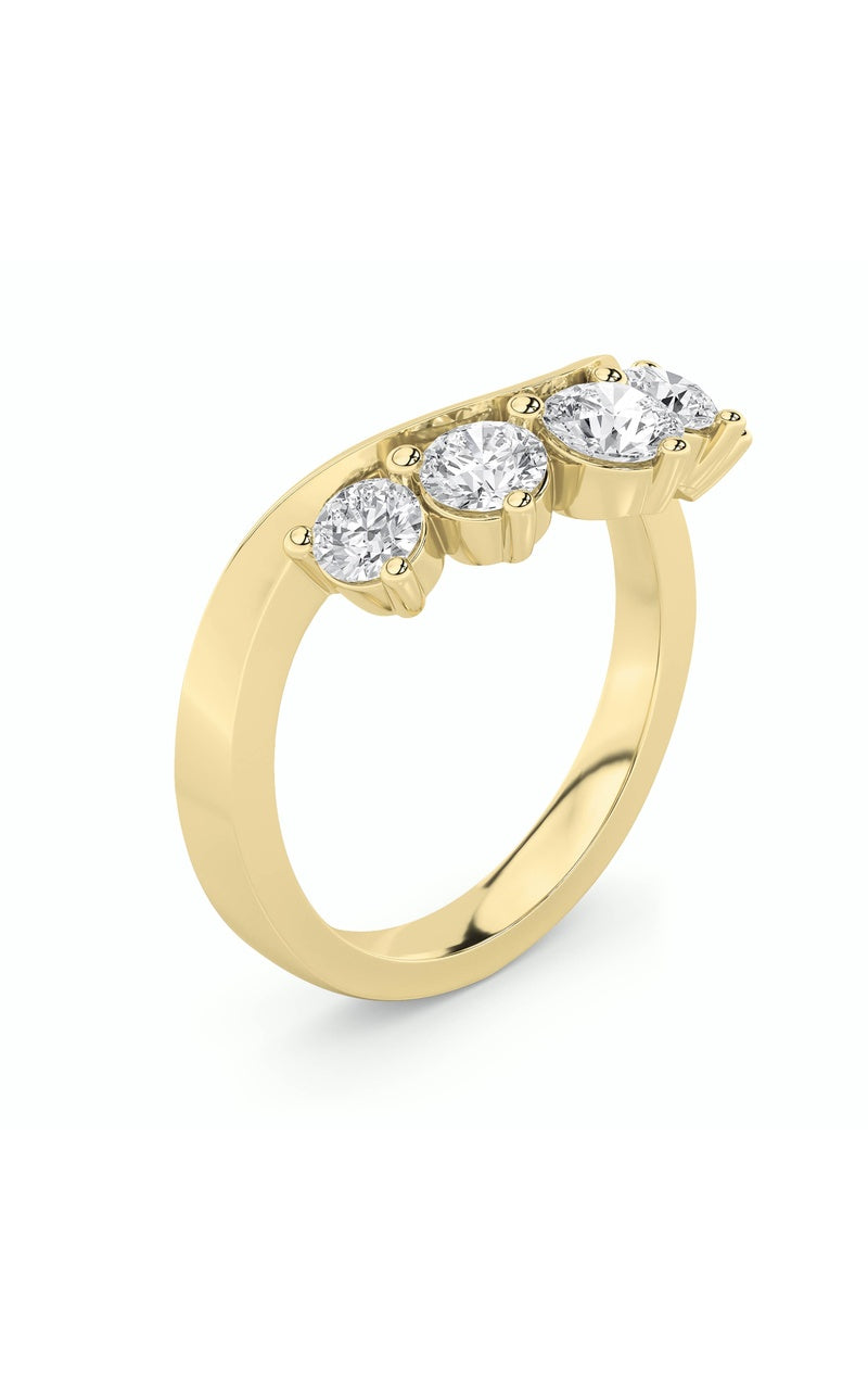 1CTW Round Shaped Lab Grown Diamond (F/VS) Fancy Contour Ring in 14K Gold