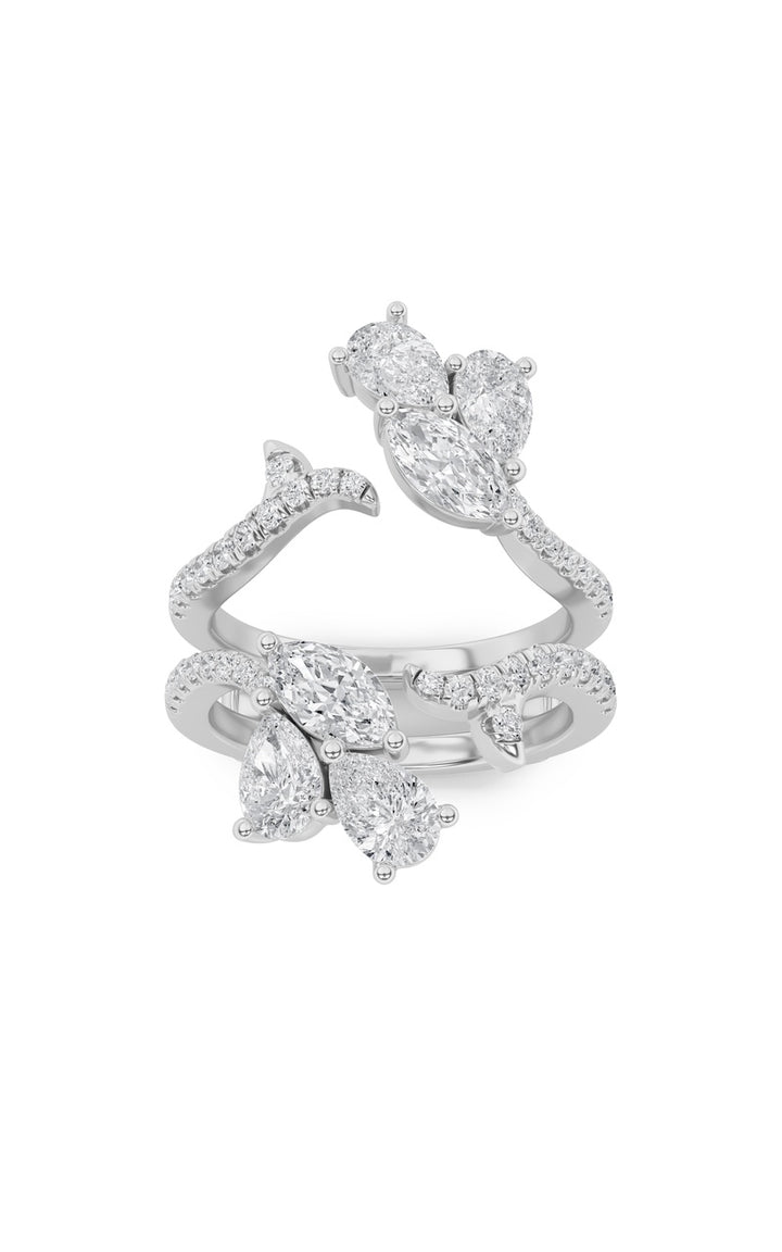 2Cttw Marquise Shaped Lab Grown Diamond (F/VS) Insert Jacket Ring in 14K Gold
