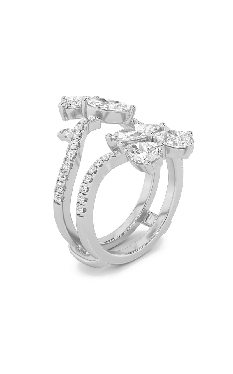 2CTW Marquise Shaped Lab Grown Diamond (F/VS) Insert Jacket Ring in 14K Gold