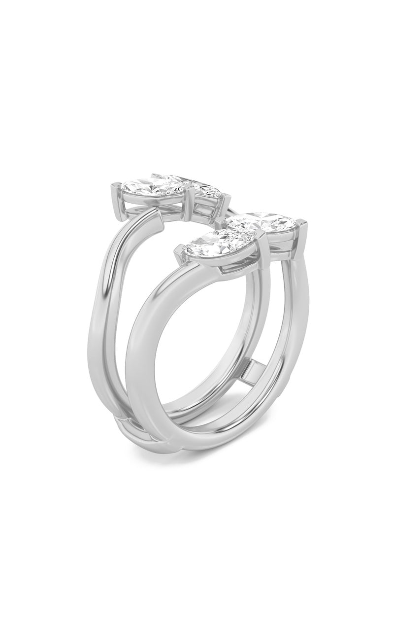1Cttw Marquise Shaped Lab Grown Diamond (F/VS) Insert Jacket Ring in 14K Gold