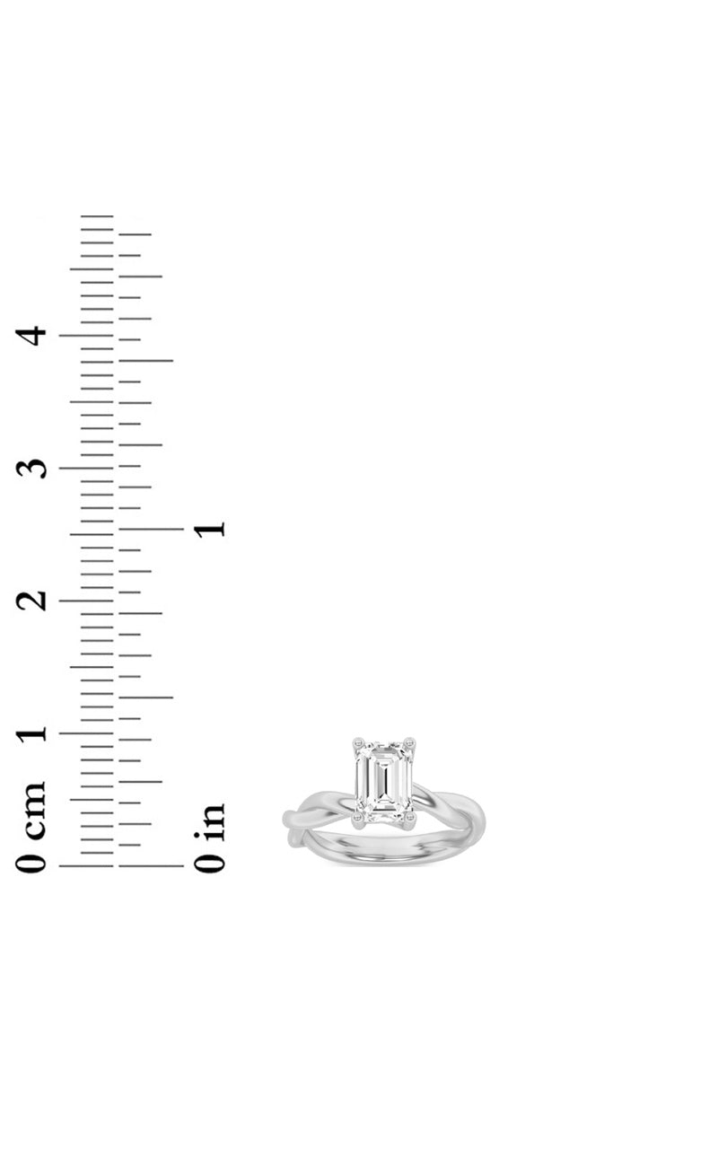 2CTW Emerald Shaped Lab Grown Diamond (F/VS) Twisted Shank Solitaire Engagement Ring in 14K Gold