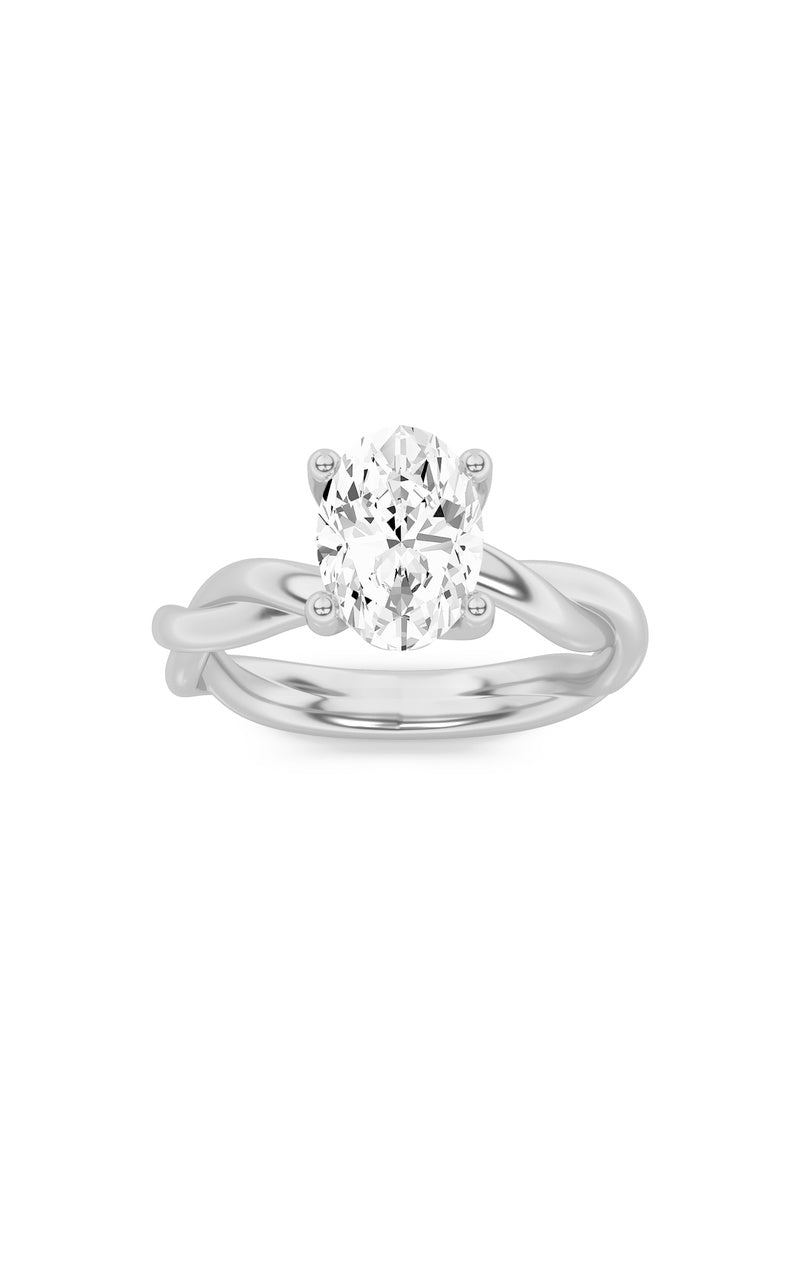 1CTW Oval Shaped Lab Grown Diamond (F/VS) Twisted Shank Solitaire Engagement Ring in 14K Gold