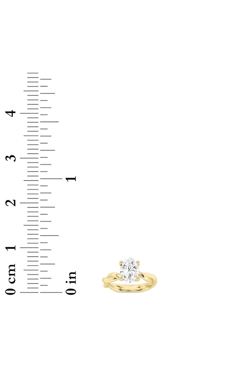 1CTW Oval Shaped Lab Grown Diamond (F/VS) Twisted Shank Solitaire Engagement Ring in 14K Gold