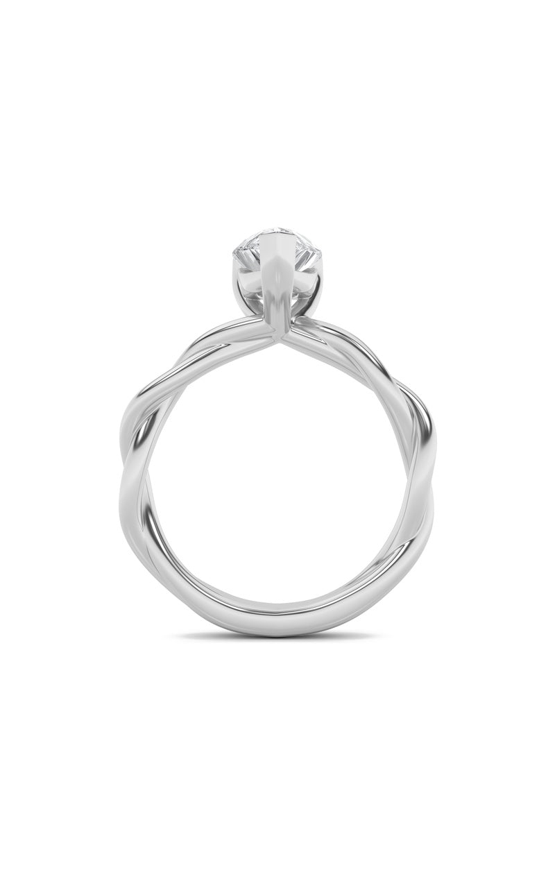 1CTW Pear Shaped Lab Grown Diamond (F/VS) Twisted Shank Solitaire Engagement Ring in 14K Gold