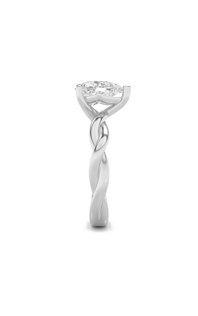 1CTW Pear Shaped Lab Grown Diamond (F/VS) Twisted Shank Solitaire Engagement Ring in 14K Gold