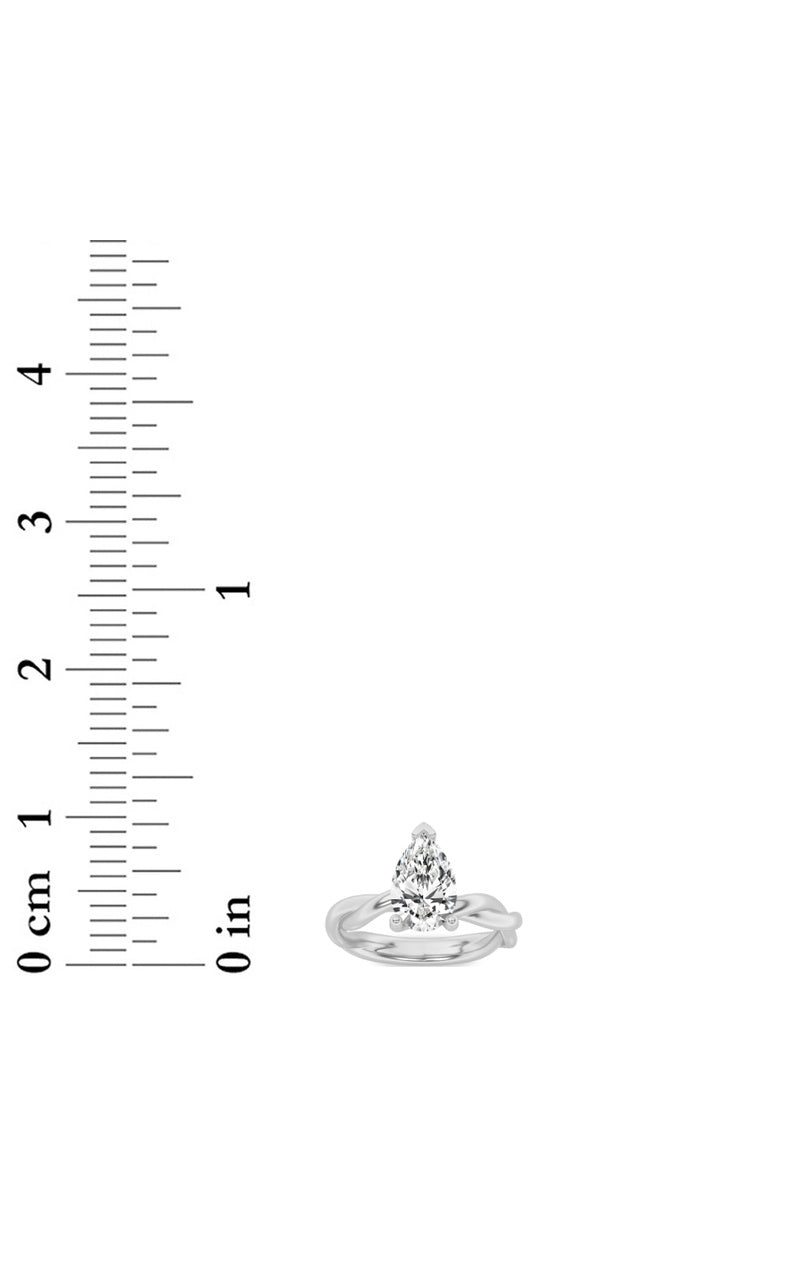1CTW Pear Shaped Lab Grown Diamond (F/VS) Twisted Shank Solitaire Engagement Ring in 14K Gold