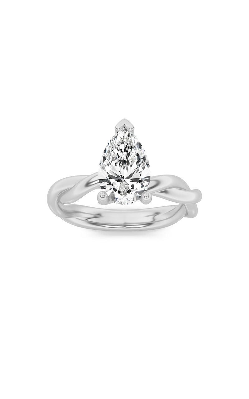 2Cttw Pear Shaped Lab Grown Diamond (F/VS) Twisted Shank Solitaire Engagement Ring in 14K Gold