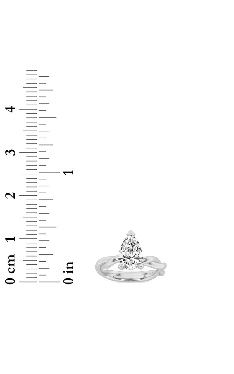 2CTW Pear Shaped Lab Grown Diamond (F/VS) Twisted Shank Solitaire Engagement Ring in 14K Gold