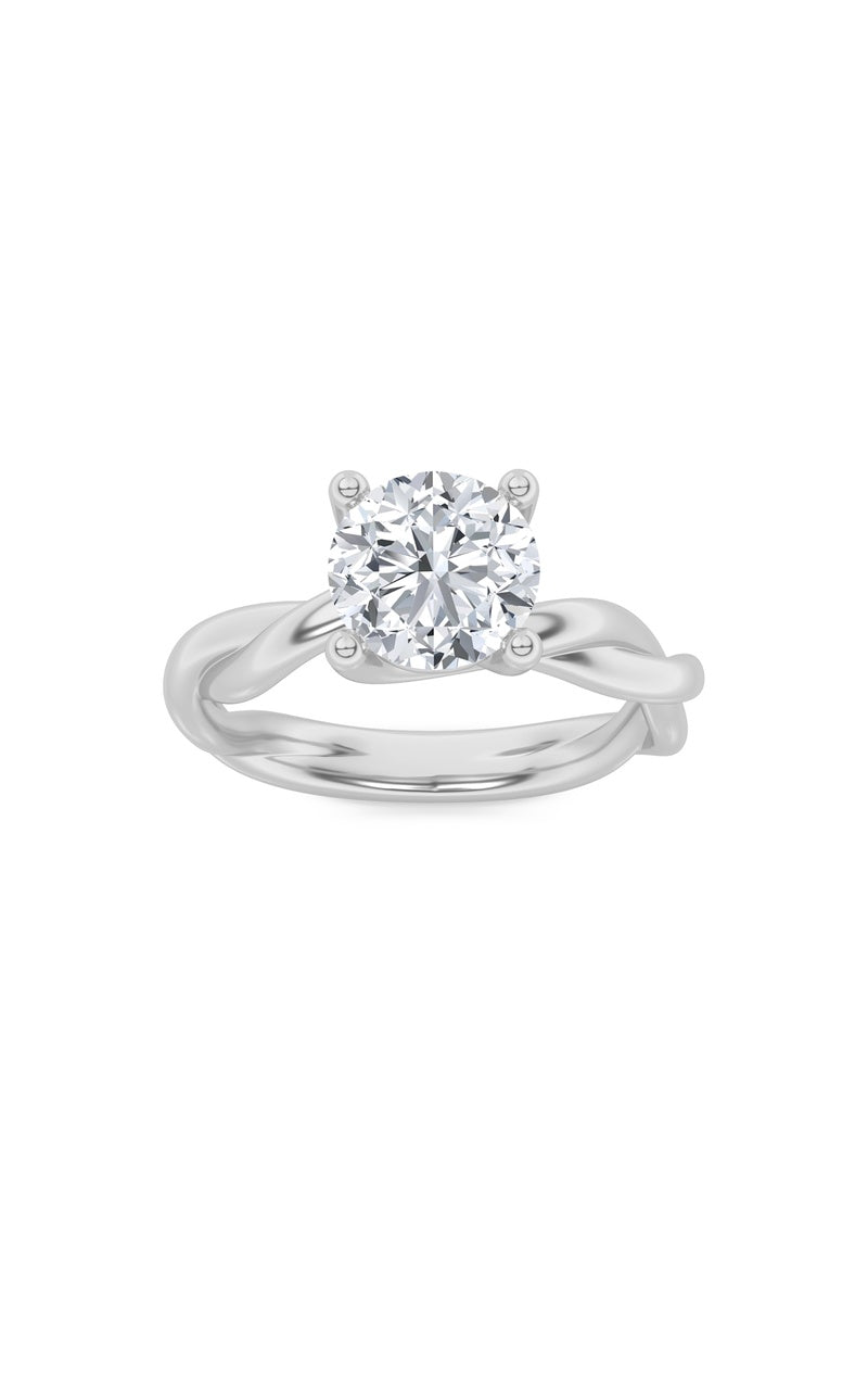 1.5CTW Round Shaped Lab Grown Diamond (F/VS) Twisted Shank Solitaire Engagement Ring in 14K Gold