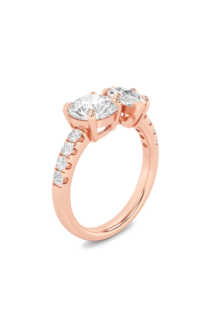 3Cttw Round Shaped Lab Grown Diamond (F/VS) Toi etMoi Engagement Ring in 14K Gold
