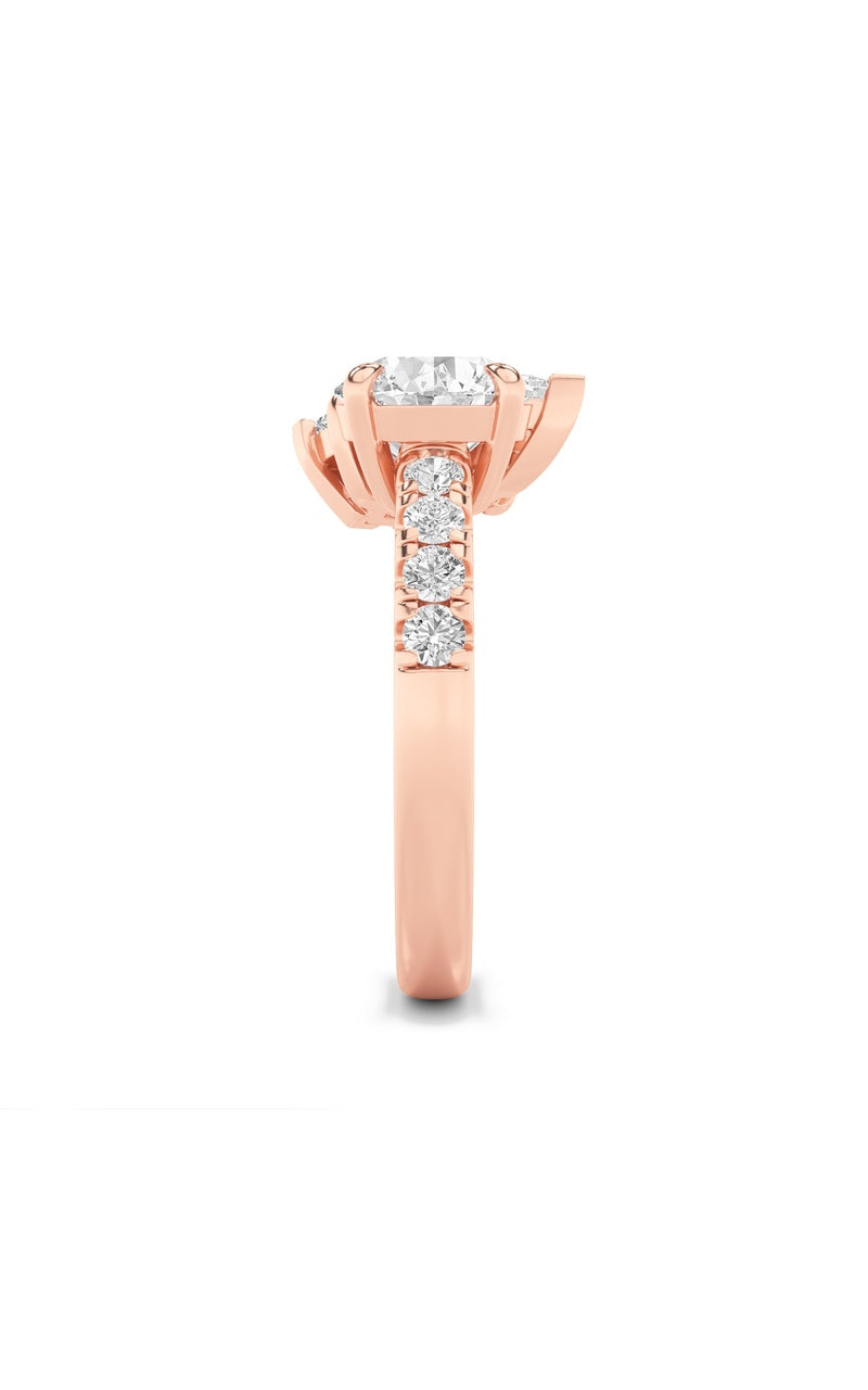 3Cttw Round Shaped Lab Grown Diamond (F/VS) Toi et Moi Engagement Ring in 14K Gold