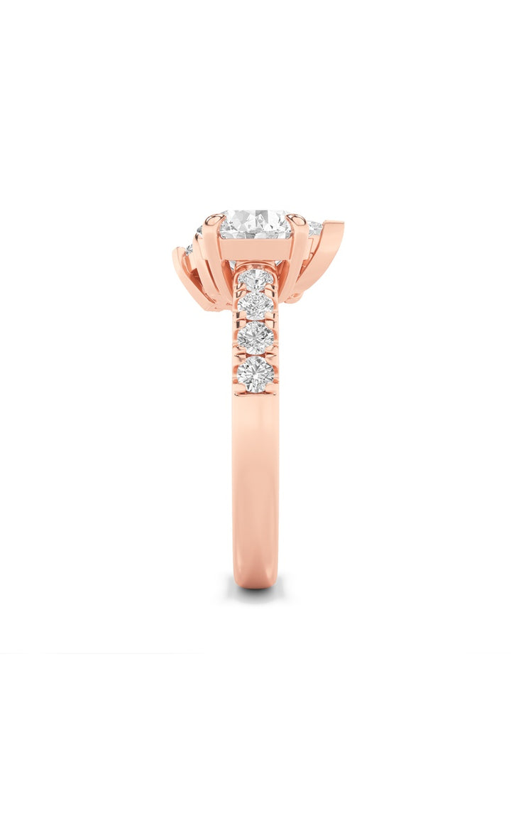 3Cttw Round Shaped Lab Grown Diamond (F/VS) Toi et Moi Engagement Ring in 14K Gold