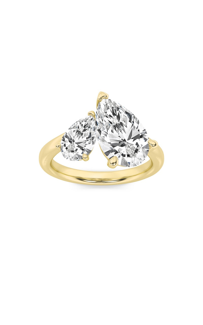 3Cttw Pear Shaped Lab Grown Diamond (F/VS) Toi etMoi Engagement Ring in 14K Gold