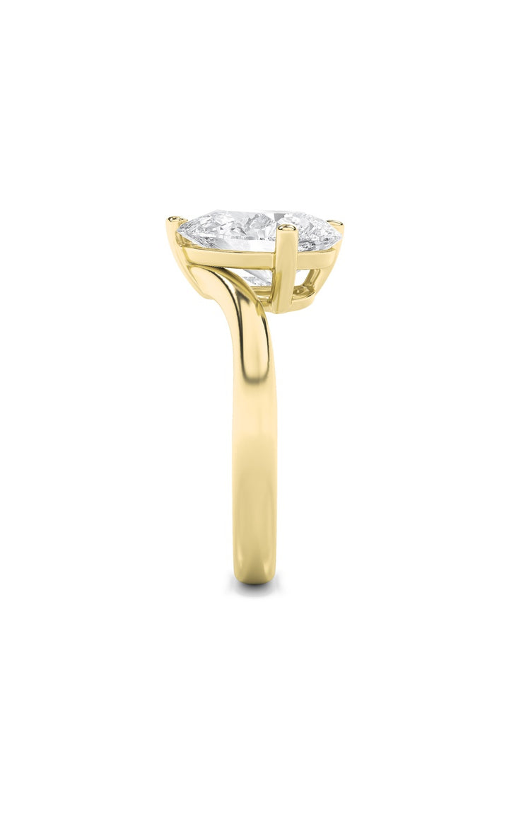 3Cttw Pear Shaped Lab Grown Diamond (F/VS) Toi etMoi Engagement Ring in 14K Gold
