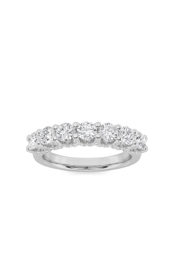 1Cttw Round Shaped Lab Grown Diamond (F/VS) Accented Double Halo Set of Band and  Ring in 14K Gold