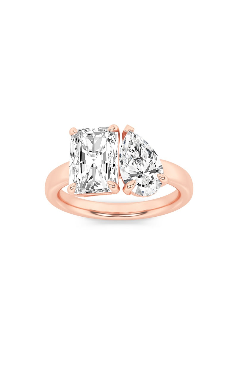 3Cttw Radiant Shaped Lab Grown Diamond (F/VS) Toiet Moi Fashiion Ring in 14K Gold