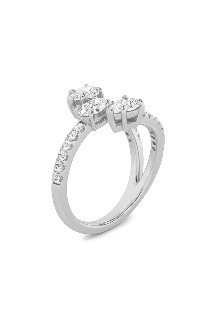 1CTW Oval Shaped Lab Grown Diamond (F/VS) Three Stone Fashion Ring in 14K Gold