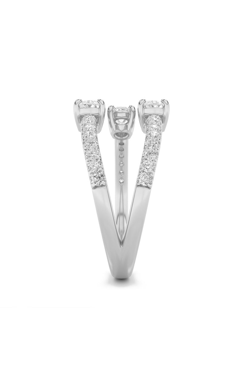 1Cttw Oval Shaped Lab Grown Diamond (F/VS) Three Stone Fashion Ring in 14K Gold