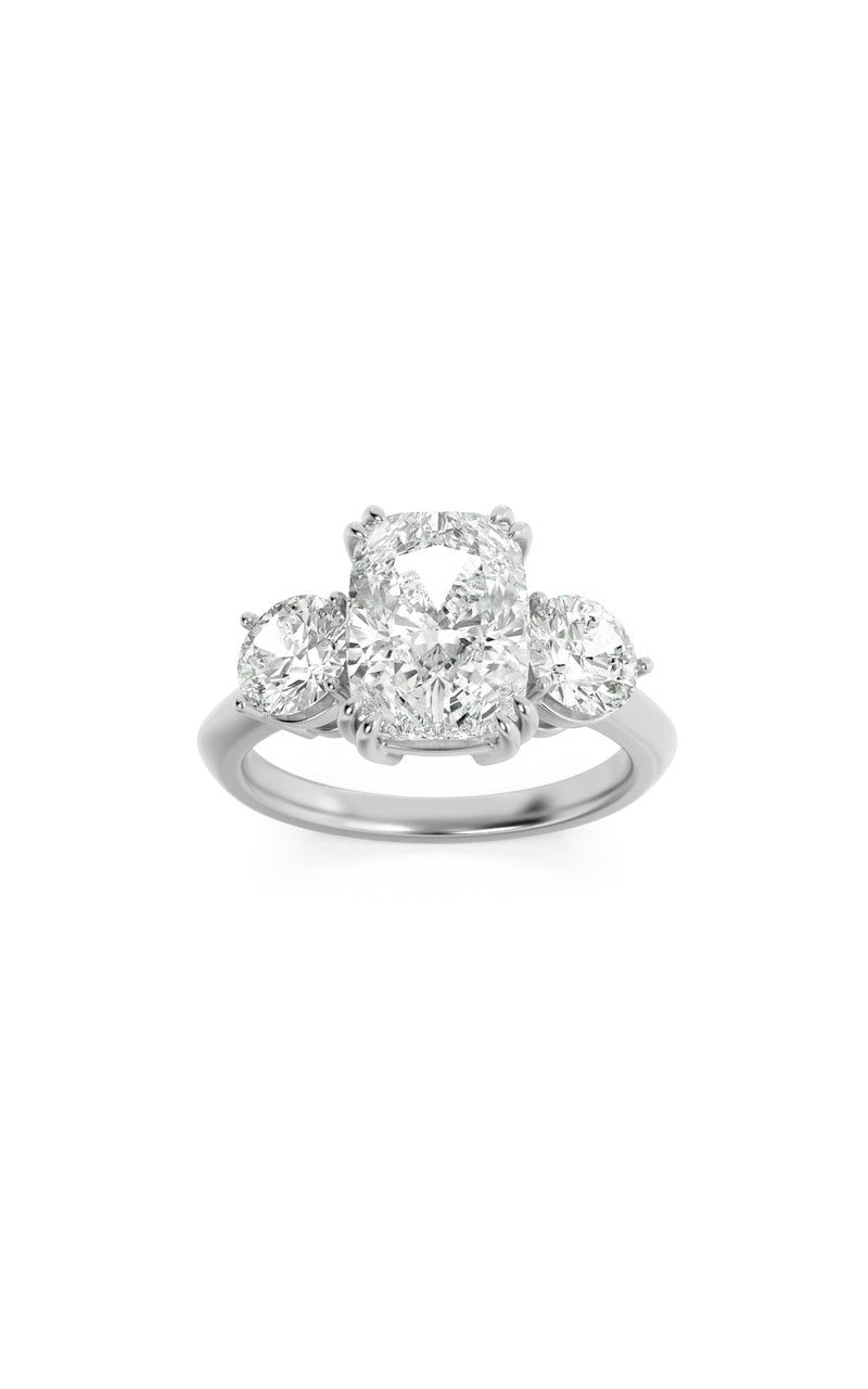 3Cttw Elongated Cushion Shaped Lab Grown Diamond (G/VS) Bold Three Stone Ring in 14K Gold