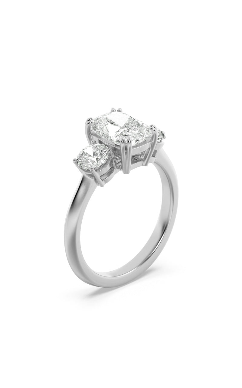 3Cttw Elongated Cushion Shaped Lab Grown Diamond (G/VS) Bold Three Stone Ring in 14K Gold
