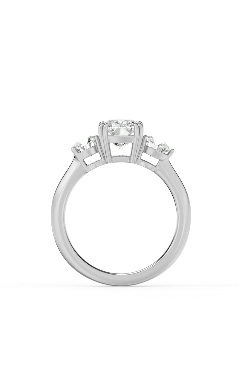 3Cttw Elongated Cushion Shaped Lab Grown Diamond (G/VS) Bold Three Stone Ring in 14K Gold