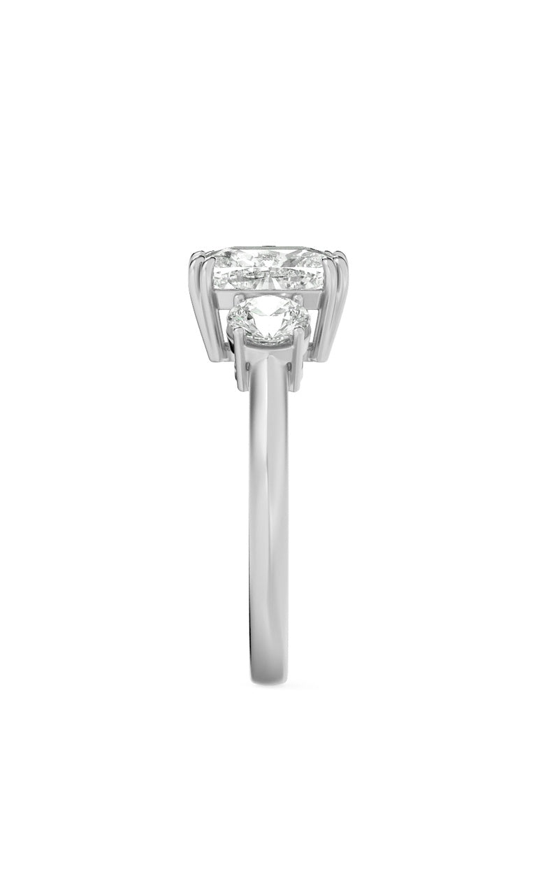 3CTW Elongated Cushion Shaped Lab Grown Diamond (G/VS) Bold Three Stone Ring in 14K Gold