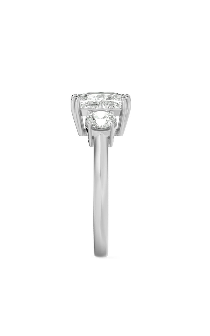 3CTW Elongated Cushion Shaped Lab Grown Diamond (G/VS) Bold Three Stone Ring in 14K Gold