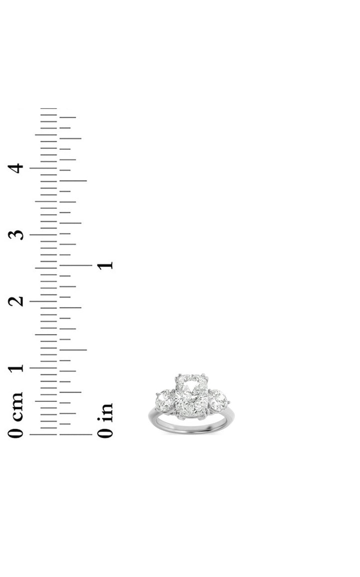 3Cttw Elongated Cushion Shaped Lab Grown Diamond (G/VS) Bold Three Stone Ring in 14K Gold