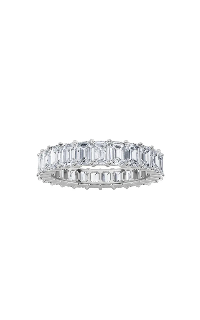 2.5Cttw Emerald Shaped Lab Grown Diamond Split Prong Eternity Ring in 14K Gold (F/VS)